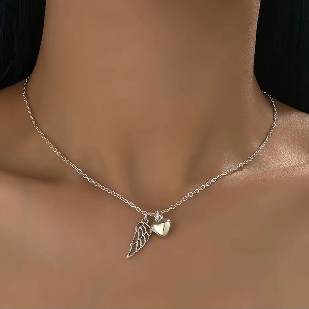 Heart and Wing Pendant with Necklace